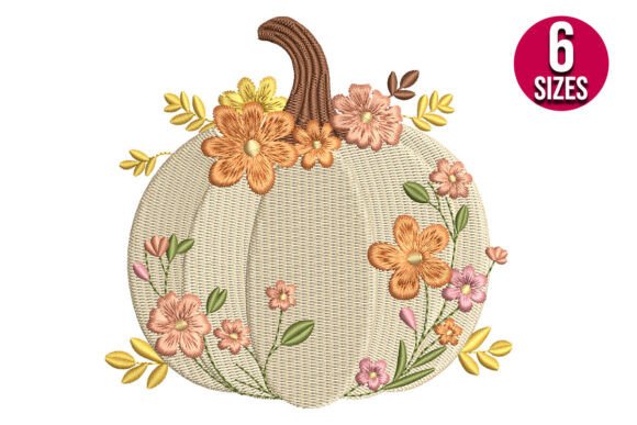 Floral Fall Pumpkin: Elegant Autumn Embroidery