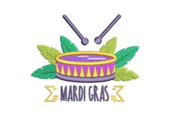 Mardi Gras Drum and Feathers Embroidery Design Review