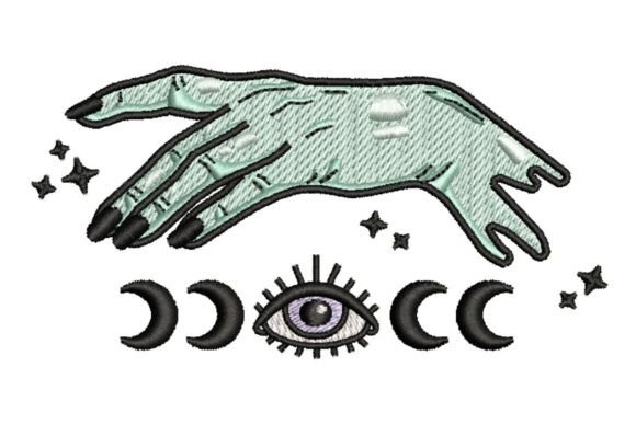 Mystical Hand & Moon Phases Embroidery Design