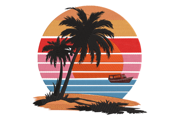 Tropical Sunset Palms Boat: Apparel Design Review